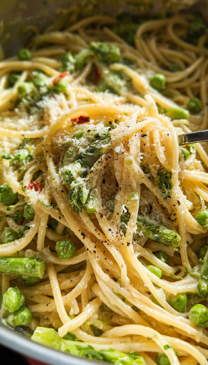 Carbonara mit grünem Gemüse, cremig und in 30 Minuten fertig