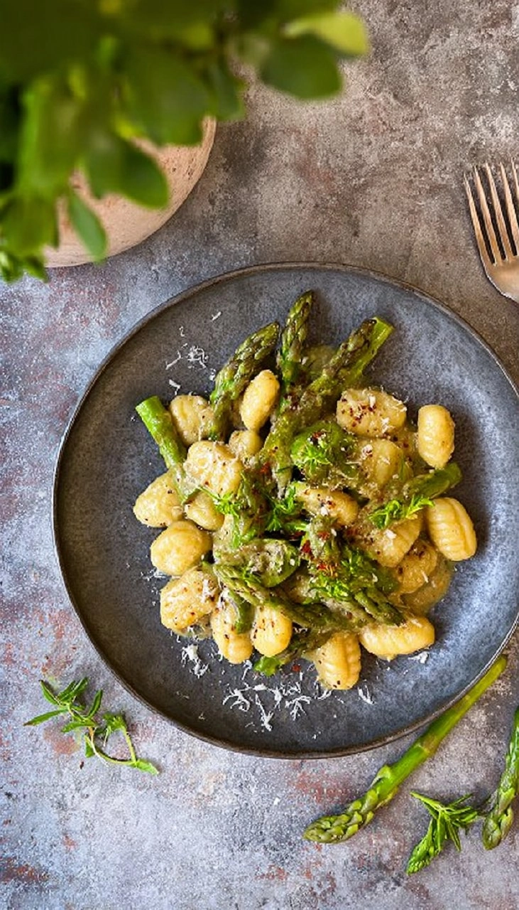 Cremige Gnocchi mit Spargelpfanne Glutenfrei Low Carb