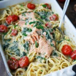 Schnelle-Lachs-Spinat-Pasta-aus-dem-Ofen-Rezept