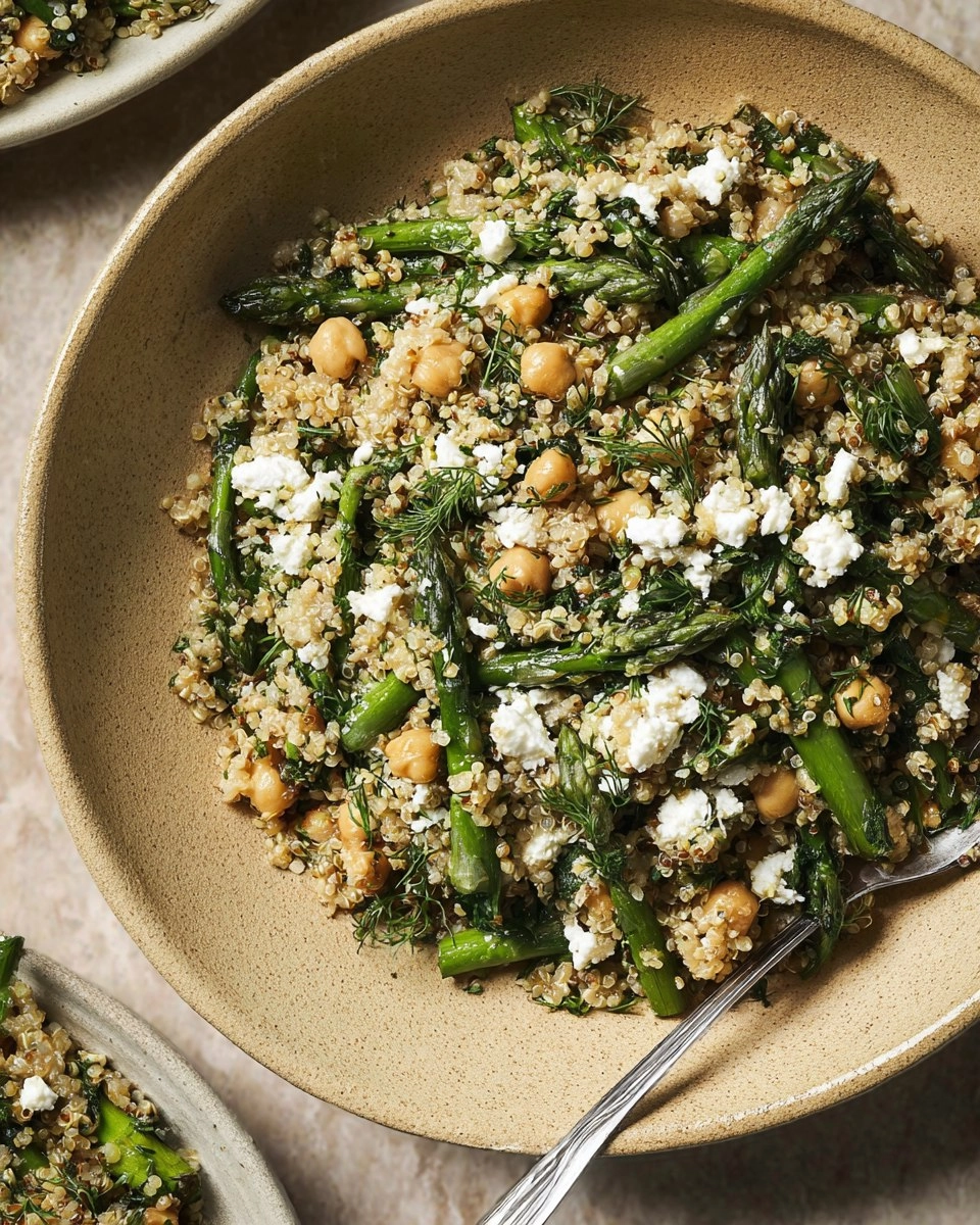 Spargelsalat mit Quinoa, Kichererbsen & Feta