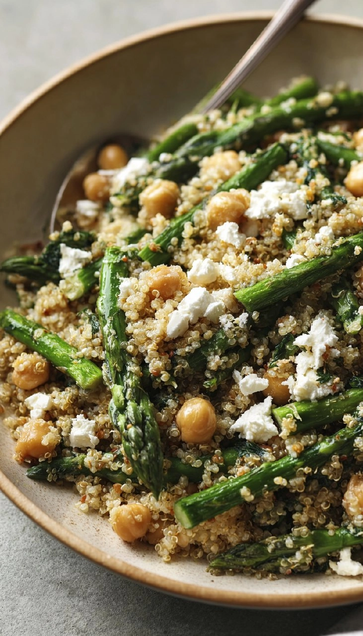 Spargelsalat mit Quinoa, Kichererbsen & Feta