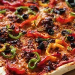 Ajvar-Pizza-mit-Hackfleisch-Paprika-Rezept