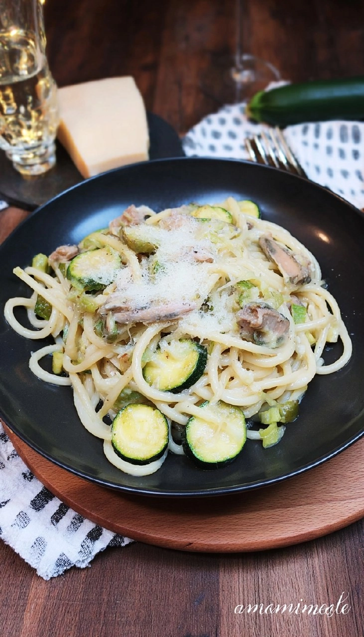 Cremige-Pasta-mit-Zucchini-Fenchel-und-Sardinen-Rezept