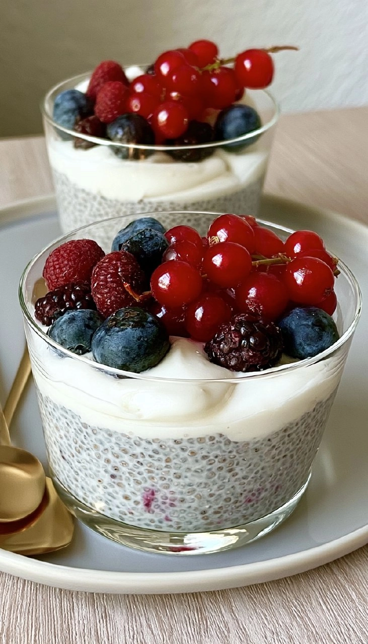 Erdnuss-Chiapudding mit Beeren